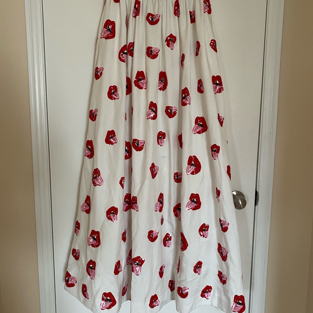 Alice + Olivia Sequin Lips Maxi A-Line Skirt